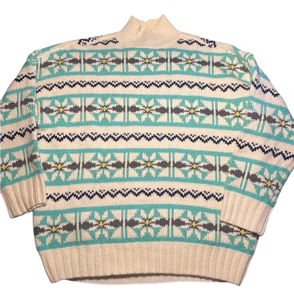 American Eagle Outfitters Turtleneck Fair Isle Knit Sweater Medium Oversized
